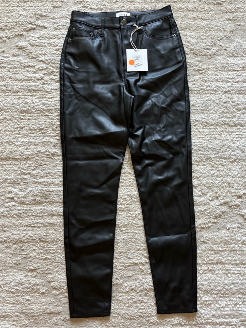NWT Pistola Black Faux Leather Pants Size 26